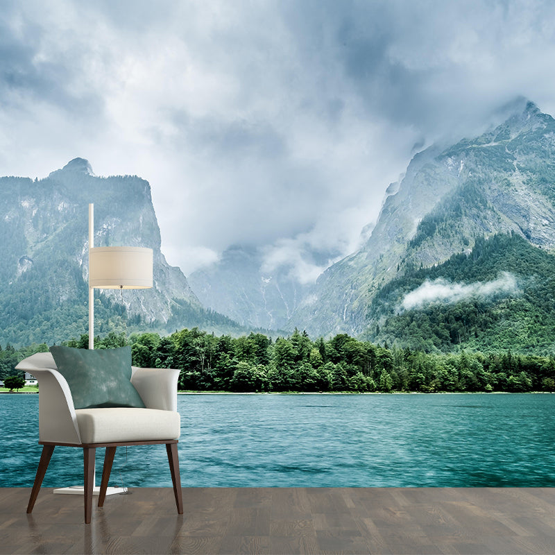 Customized Moisture Resistant Mural Wallpaper Decal Mountain Wall Decor in Soft Color