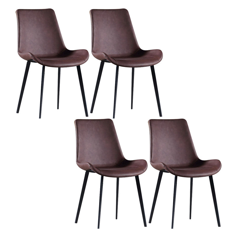 Scandinavian Metal Dining Chairs Dining Room Solid Back Armless Chairs