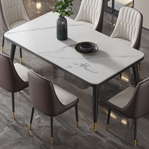 Tavolo da pranzo moderno in pietra sinterizzato tavolo rettangolo con 4 gambe per uso domestico