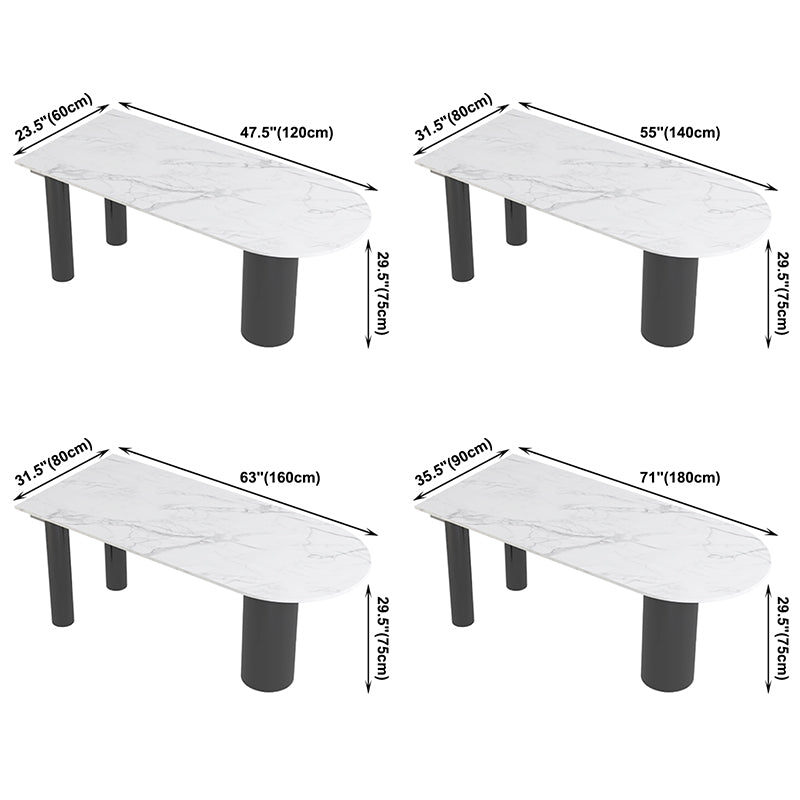 Free Form White Dining Table Sintered Stone Table Contemporary with 3 Legs