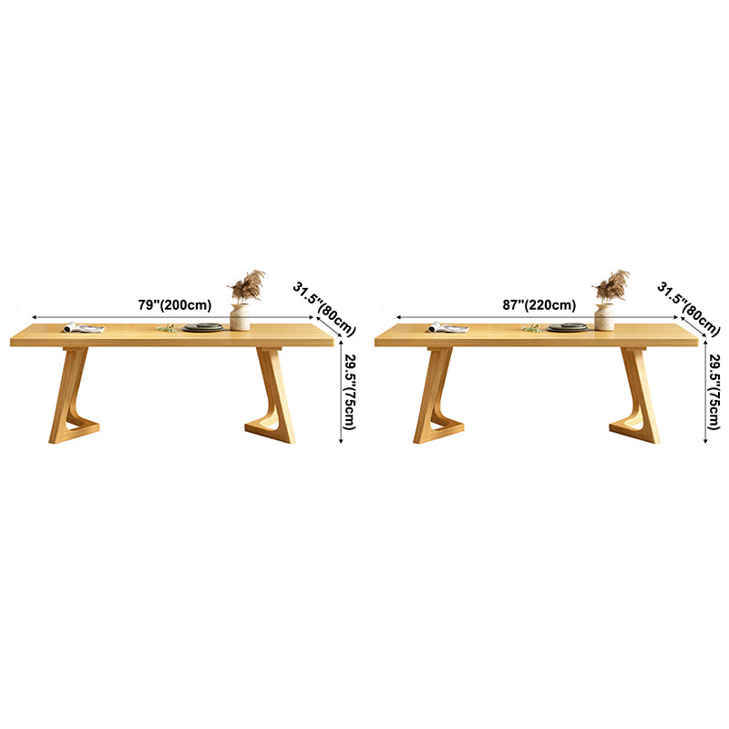 Rectangle Wood Color Dining Table Pine Solid Wood Table Modern with Double Pedestal
