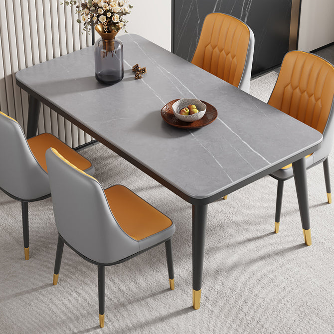 Minimalist Sintered Stone Top Kitchen Dining Table Rectangle Shape Dining Table with 4 Legs Base