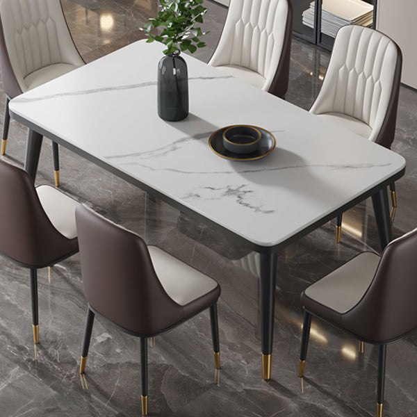 Minimalist Sintered Stone Top Kitchen Dining Table Rectangle Shape Dining Table with 4 Legs Base