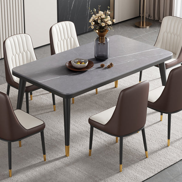 Minimalist Sintered Stone Top Kitchen Dining Table Rectangle Shape Dining Table with 4 Legs Base
