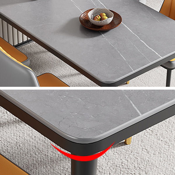 Minimalist Sintered Stone Top Kitchen Dining Table Rectangle Shape Dining Table with 4 Legs Base