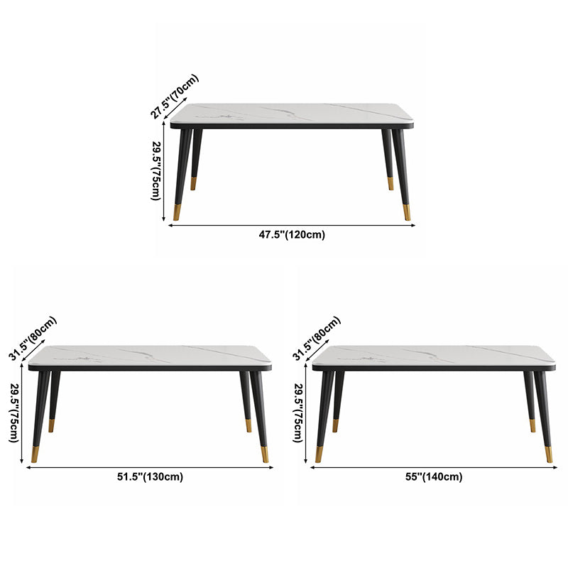 Minimalist Sintered Stone Top Kitchen Dining Table Rectangle Shape Dining Table with 4 Legs Base