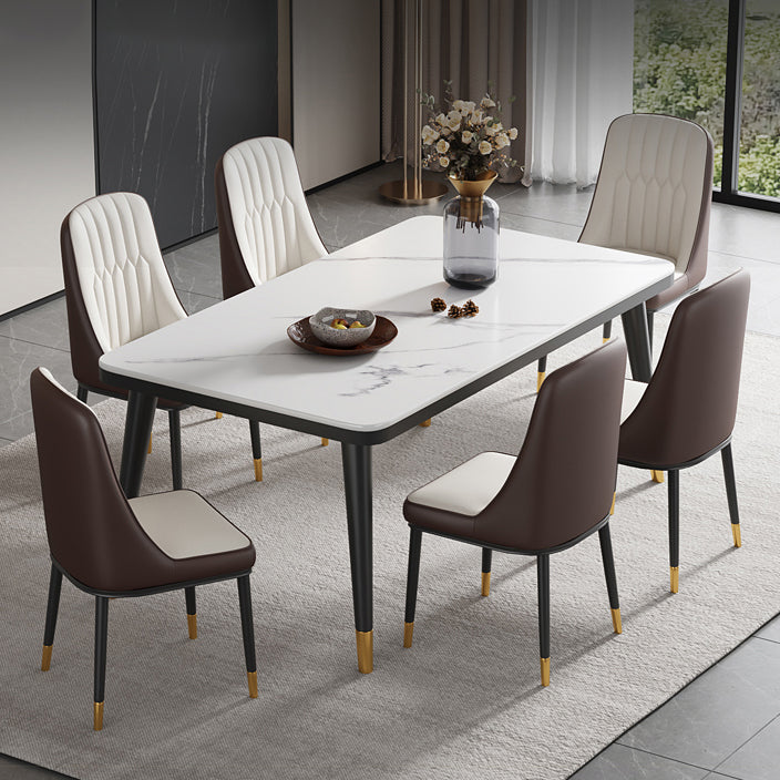 Minimalist Sintered Stone Top Kitchen Dining Table Rectangle Shape Dining Table with 4 Legs Base