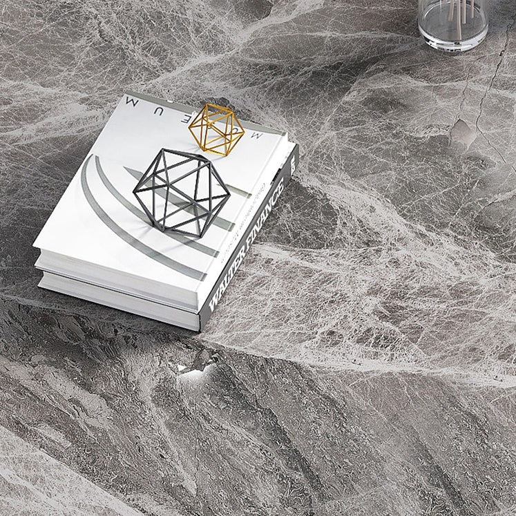Mesa de piedra sinterizada moderna con mesa de comedor de mesa rectangular de 4 patas con base de metal
