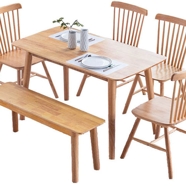 Contemporary Solid Wood Rectangle Shape Dining Table Kitchen Dining Table with 4 Legs