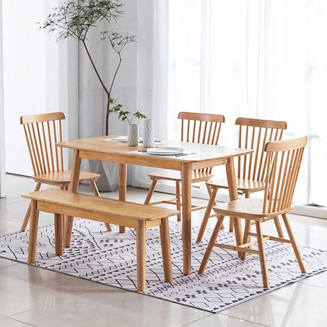 Contemporary Solid Wood Rectangle Shape Dining Table Kitchen Dining Table with 4 Legs