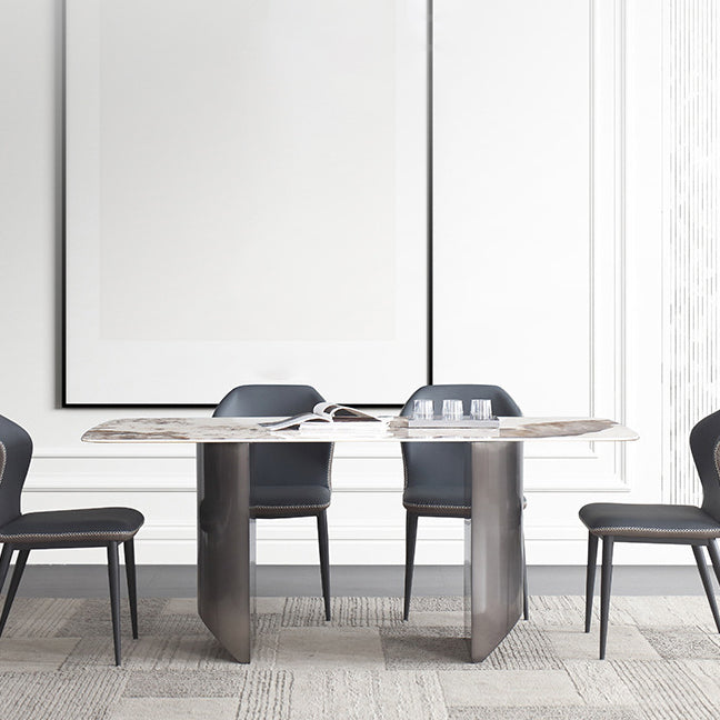 Modern Rectangle Shape Sintered Stone Dining Table Kitchen Dining Table with Double Pedestal