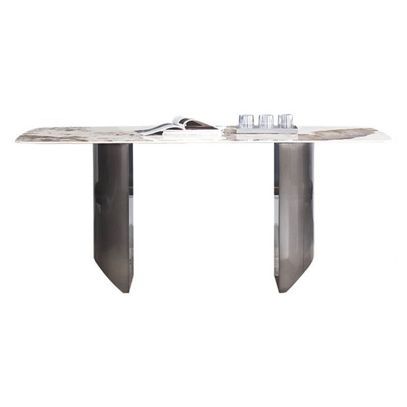 Modern Rectangle Shape Sintered Stone Dining Table Kitchen Dining Table with Double Pedestal
