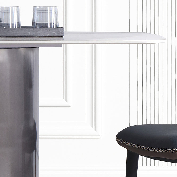 Modern Rectangle Shape Sintered Stone Dining Table Kitchen Dining Table with Double Pedestal