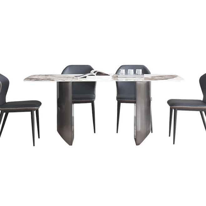 Modern Rectangle Shape Sintered Stone Dining Table Kitchen Dining Table with Double Pedestal