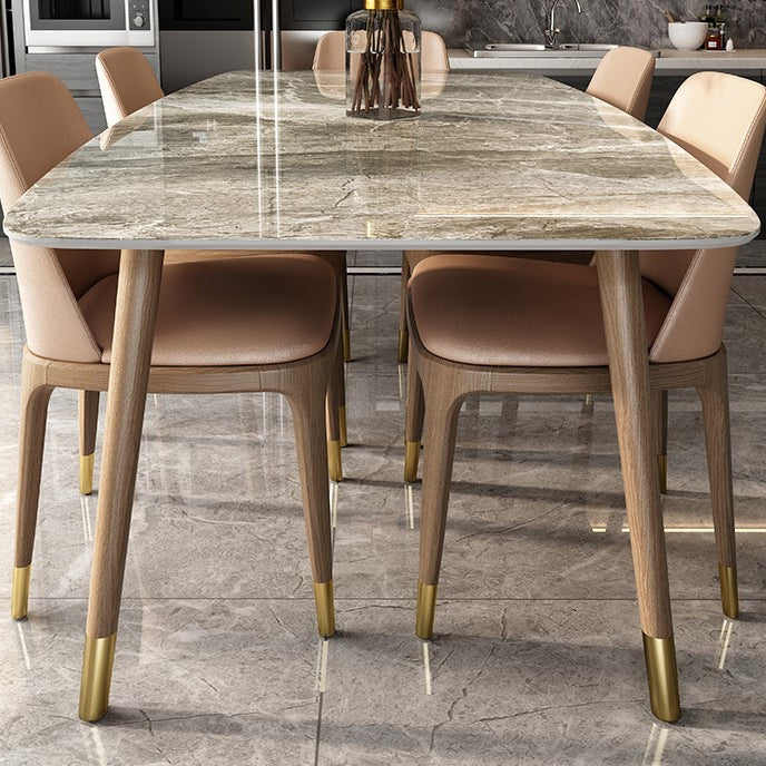 Modern Dining Room Sintered Stone Table with Metal Base Rectangle Dining Table for Restaurant