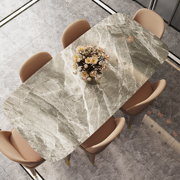 Modern Dining Room Sintered Stone Table with Metal Base Rectangle Dining Table for Restaurant
