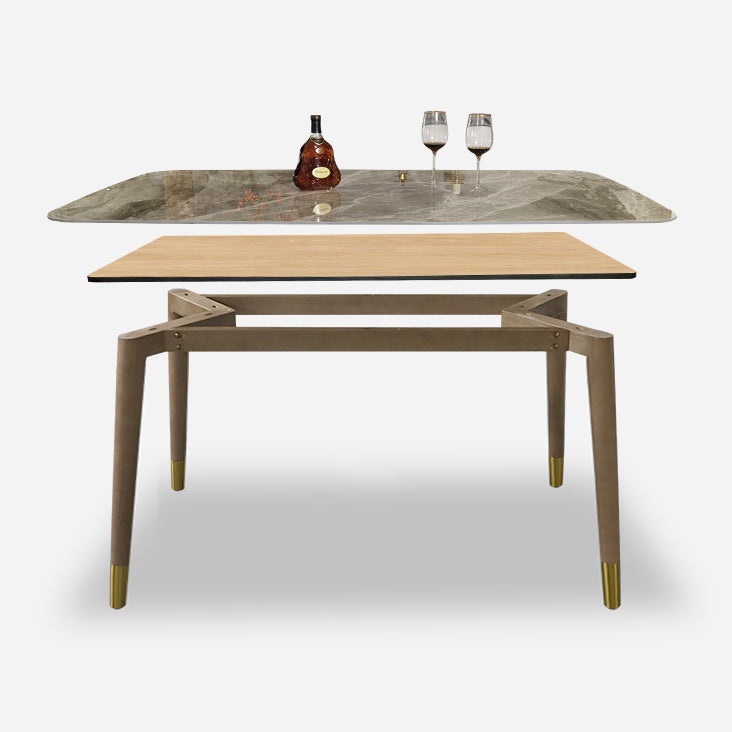 Modern Dining Room Sintered Stone Table with Metal Base Rectangle Dining Table for Restaurant