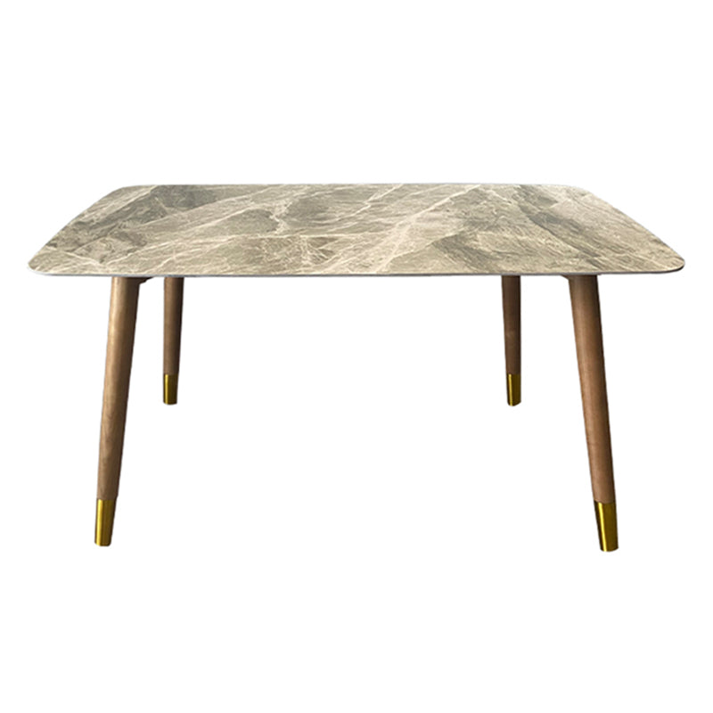 Modern Dining Room Sintered Stone Table with Metal Base Rectangle Dining Table for Restaurant