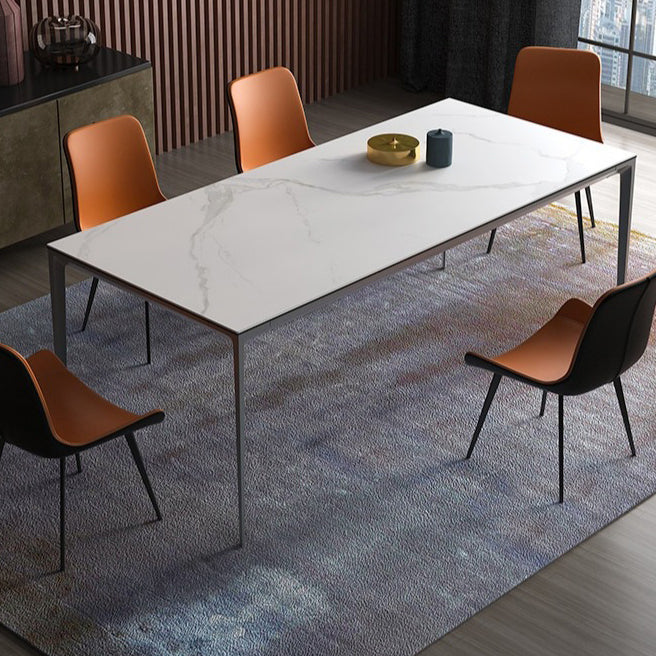 Rectangle Home Dining Table Sintered Stone Metal Frame Table with Four-leg