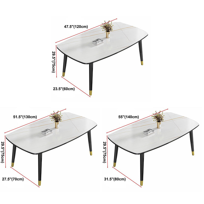 Minimalist Kitchen Sintered Stone Top Dining Table Rectangle Shape Dining Table with 4 Legs Base