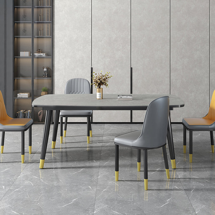 Minimalist Kitchen Sintered Stone Top Dining Table Rectangle Shape Dining Table with 4 Legs Base