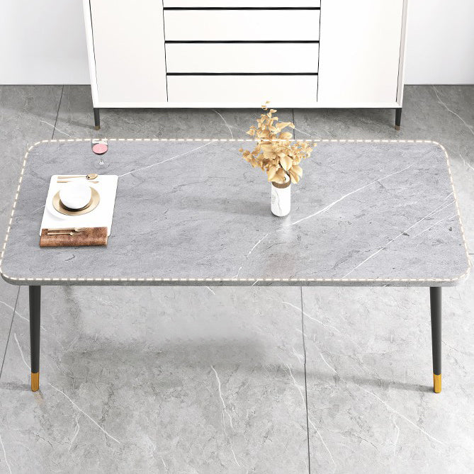 Contemporary Rectangle Shape Kitchen Dining Table Sintered Stone Dining Table with 4 Legs Base