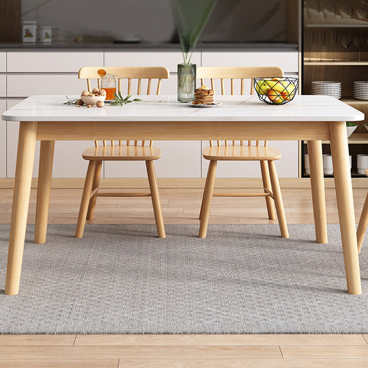 Rubberwood Solid Wood Dining Table Simplicity Dining Table with 4 Legs