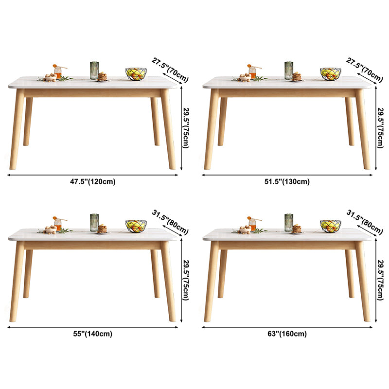 Rubberwood Solid Wood Dining Table Simplicity Dining Table with 4 Legs