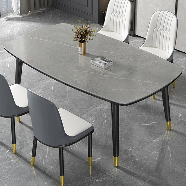 Modern Sintered Stone Top Kitchen Dining Table Rectangle Shape Dining Table with 4 Legs Base