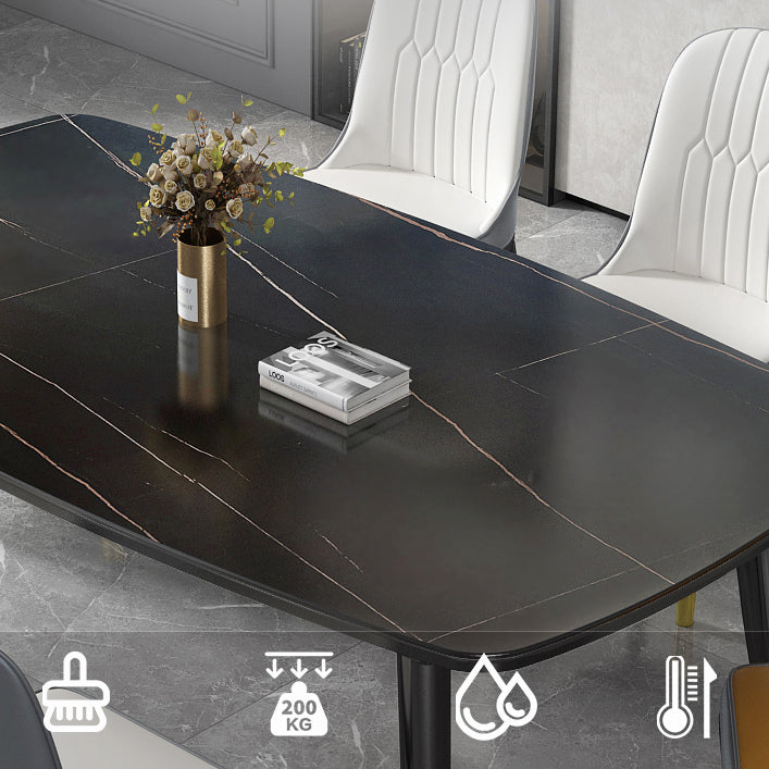Modern Sintered Stone Top Kitchen Dining Table Rectangle Shape Dining Table with 4 Legs Base