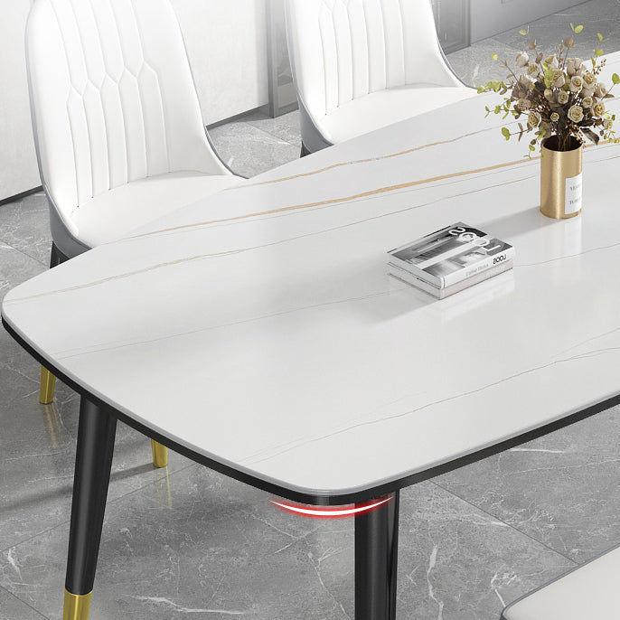 Modern Sintered Stone Top Kitchen Dining Table Rectangle Shape Dining Table with 4 Legs Base