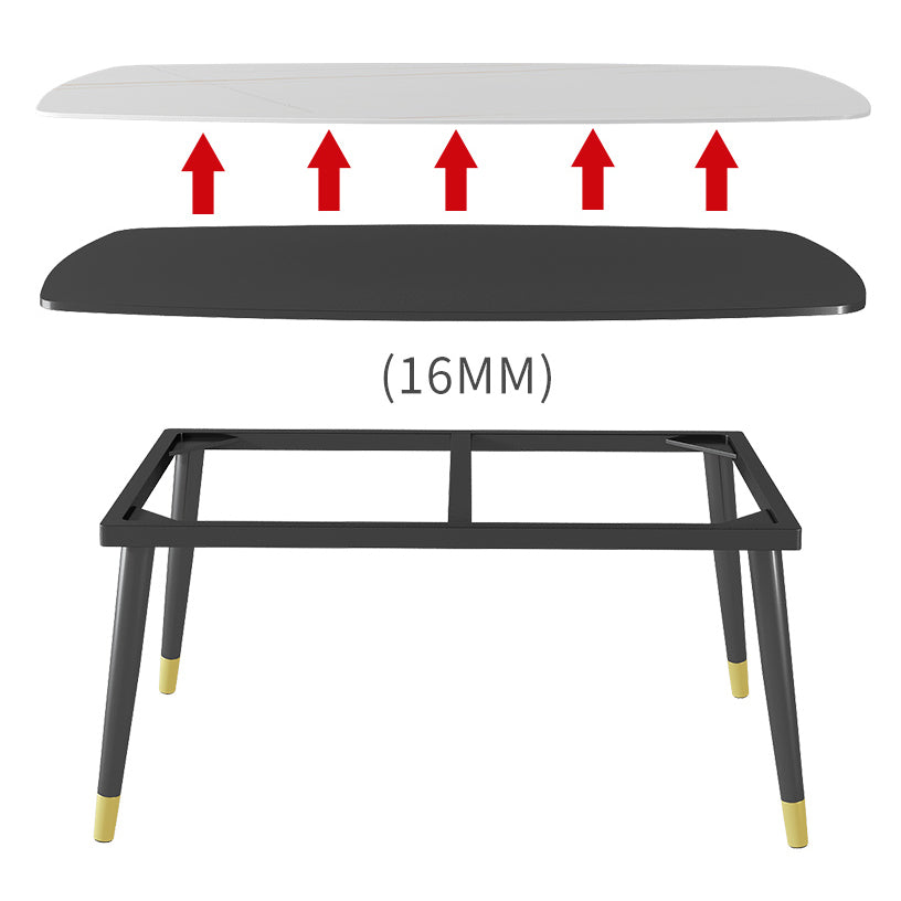 Modern Sintered Stone Top Kitchen Dining Table Rectangle Shape Dining Table with 4 Legs Base