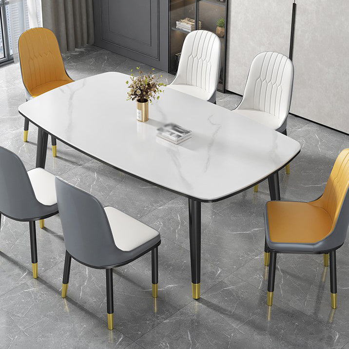 Modern Sintered Stone Top Kitchen Dining Table Rectangle Shape Dining Table with 4 Legs Base