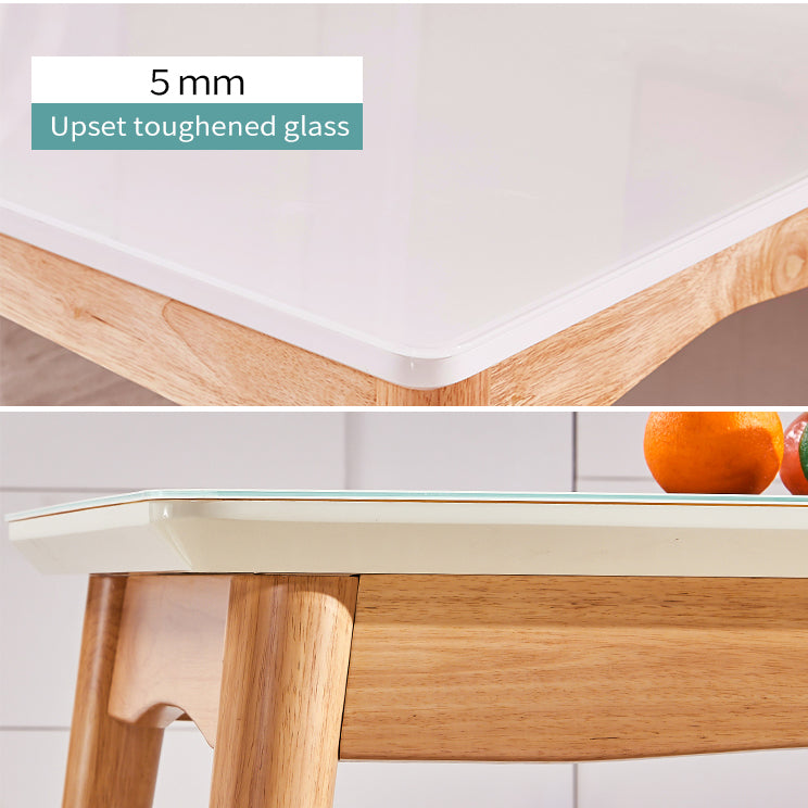 Rubberwood Modern Solid Wood Dining Table 4 Legs Base Table in Wood Color