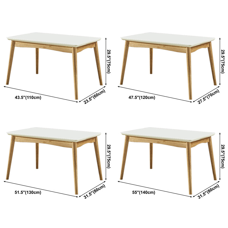 Rubberwood Modern Solid Wood Dining Table 4 Legs Base Table in Wood Color