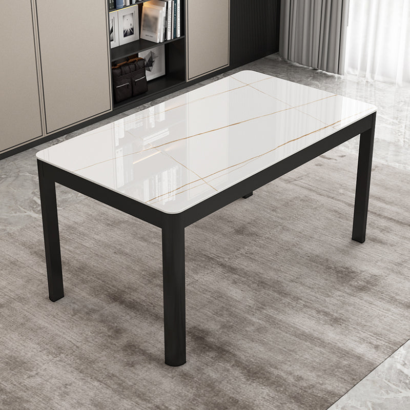 Tavolo da pranzo in pietra sinterizzato moderno tavolo rettangolare con quattro gambe metalliche