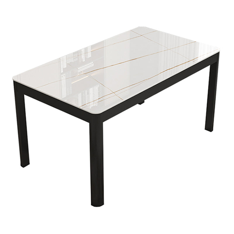 Tavolo da pranzo in pietra sinterizzato moderno tavolo rettangolare con quattro gambe metalliche