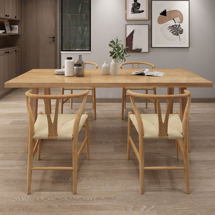 Modern Kitchen Solid Wood Dining Table Rectangle Shape Dining Table with Double Pedestal