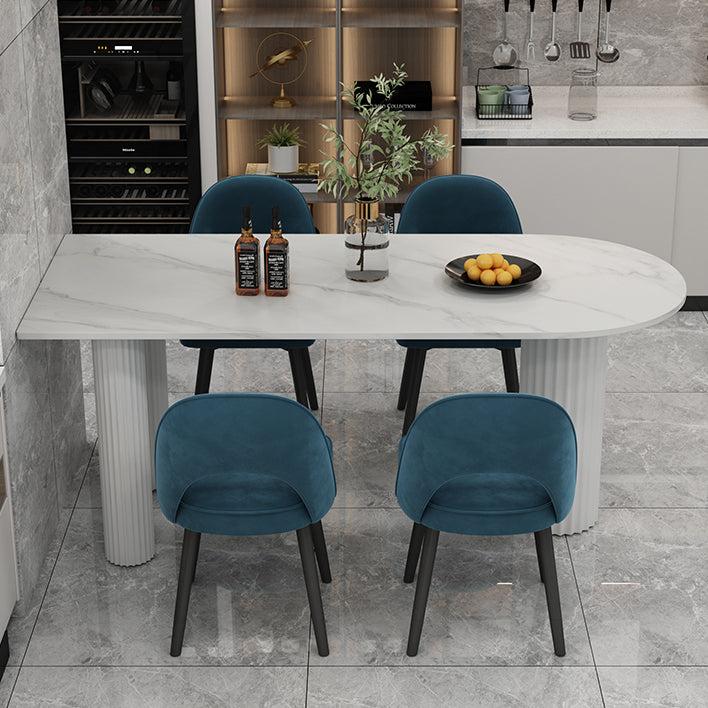Free Form White Dining Table Sintered Stone Table Modern Style with 3 Legs