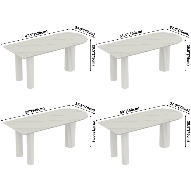 Free Form White Dining Table Sintered Stone Table Modern Style with 3 Legs