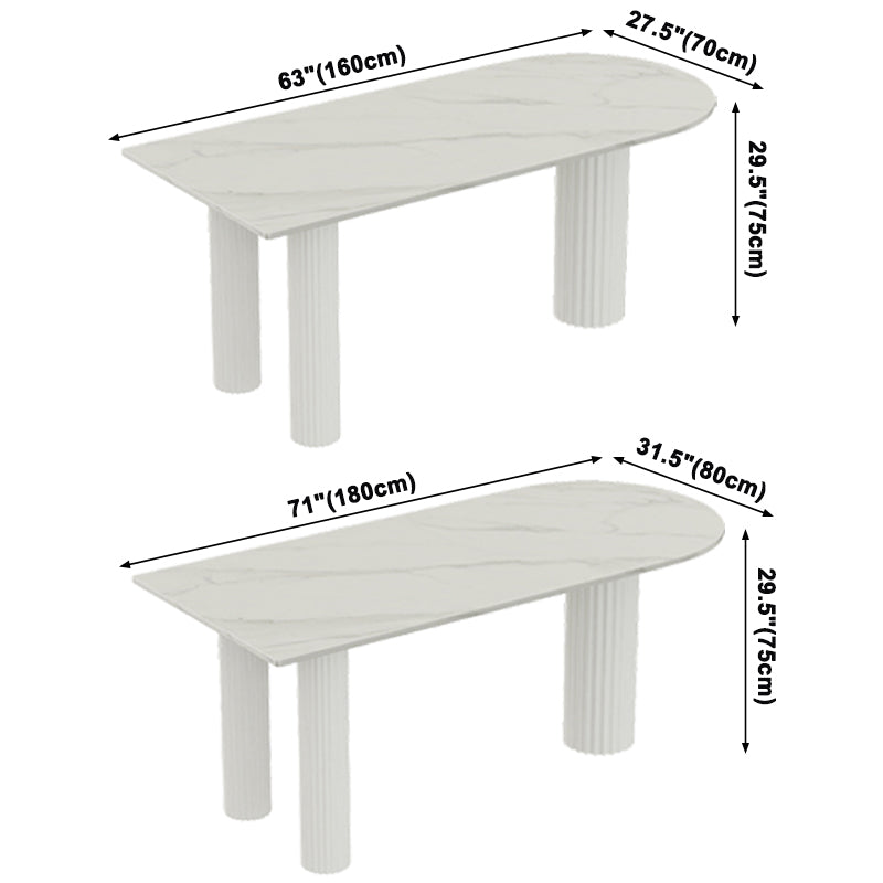 Free Form White Dining Table Sintered Stone Table Modern Style with 3 Legs