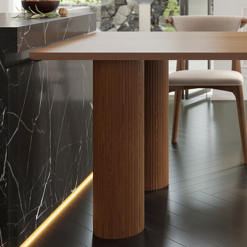 Contemporary Dining Table Solid Wood Table with 3 Legs for Dining Room