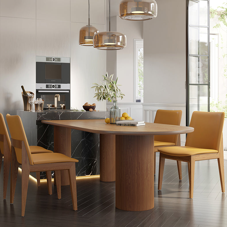 Contemporary Dining Table Solid Wood Table with 3 Legs for Dining Room