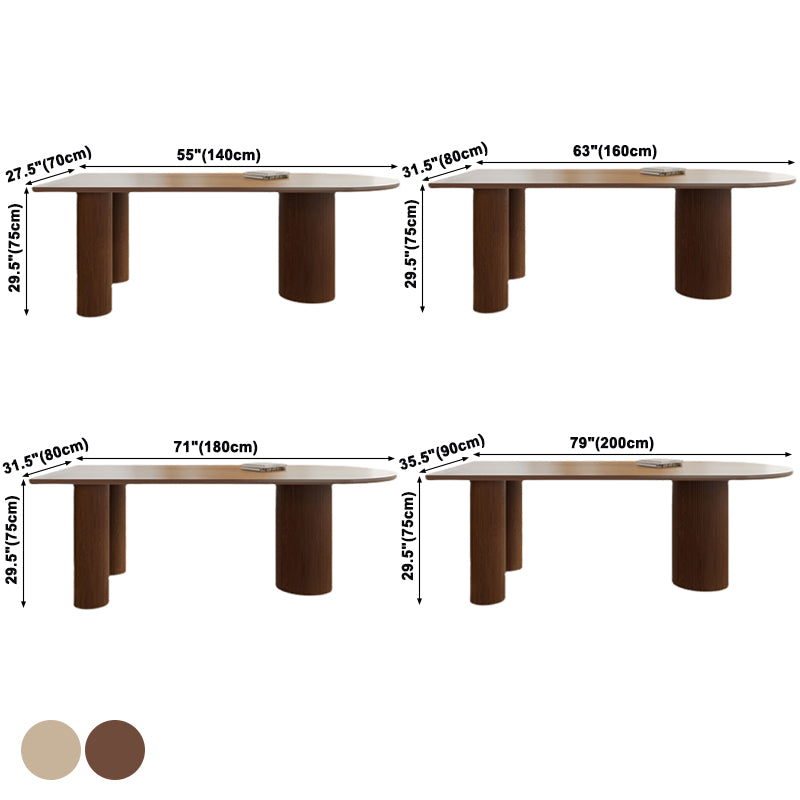 Contemporary Dining Table Solid Wood Table with 3 Legs for Dining Room