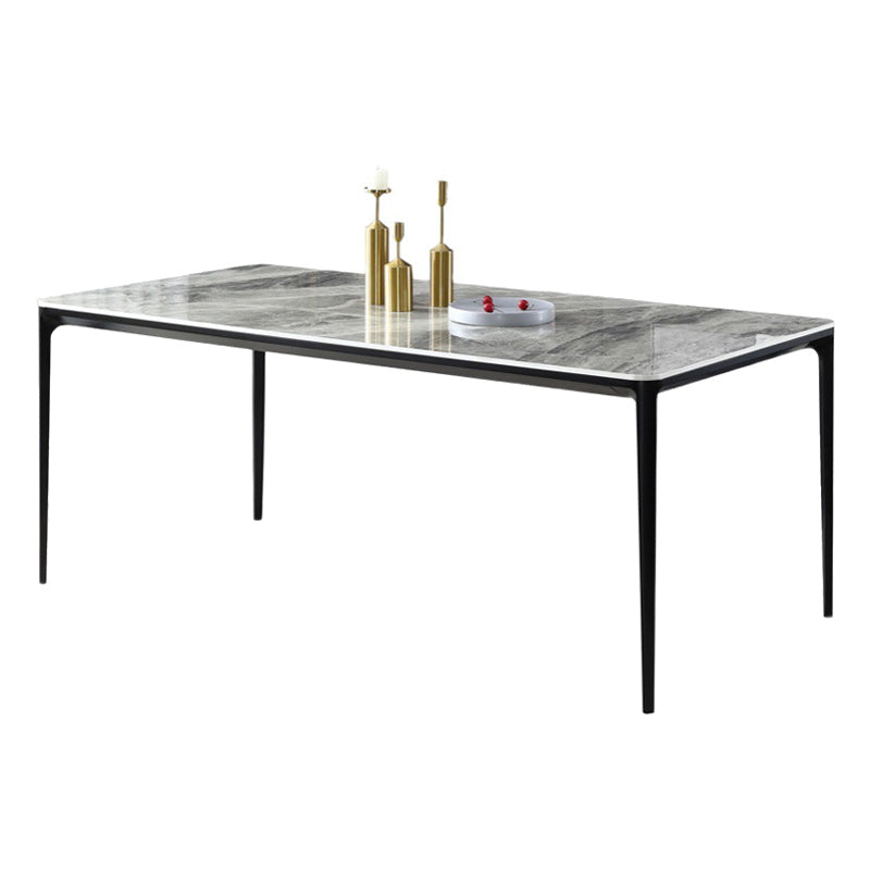 Modern Style Sintered Stone Dining Table Gray Rectangle Table with 4 Legs