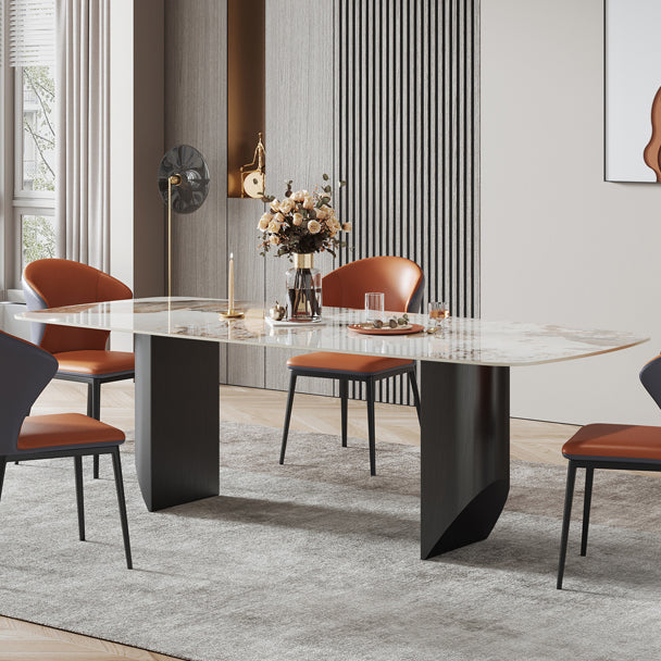 Metal Modern Rectangle Dining Table Sintered Stone Table for Dining Room and Kitchen