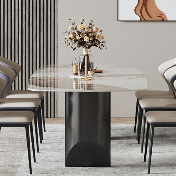 Metal Modern Rectangle Dining Table Sintered Stone Table for Dining Room and Kitchen