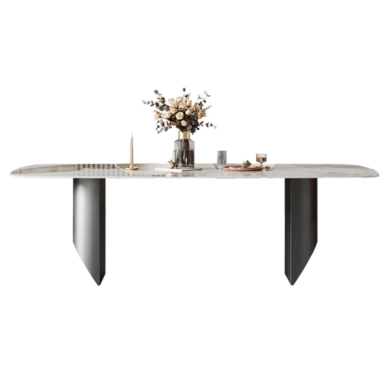 Metal Modern Rectangle Dining Table Sintered Stone Table for Dining Room and Kitchen
