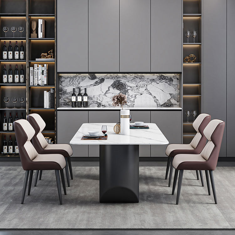 Contemporary Dining Table Sintered Stone Dining Table with Double Pedestal for Dining Room