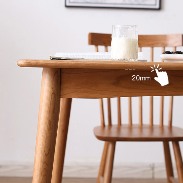 Solid Wood Modern Dining Table Brown Rectangle Table with 4 Legs for Home Use